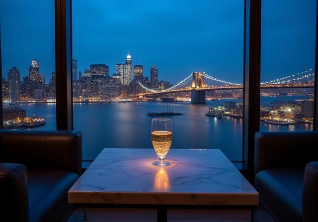 Penthouse view of Manhattan skyline